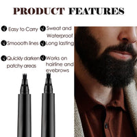 Prreal 2Pcs Black Beard Pen, Natural Beard Filler For men, Waterproof & Sweatproof Beard Pencil, Long-Lasting Beard Filling Pen To Fill, Define & Sharpen Hair, Beard & eyebrow Colour#Black