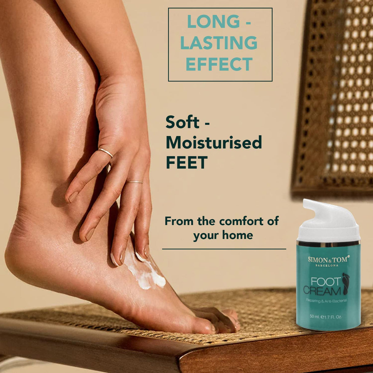 Simon & Tom Simon&Tom Foot Cream 50ml - Moisturizing and Regenerating - Repairs dry skin and cracked heels - With Argan Oil, Tea Tree Oil and Mint - Made in Spain