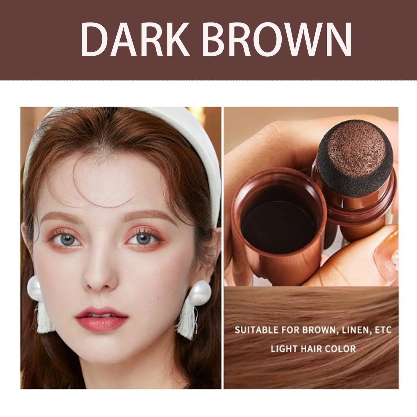 Shengqialun Root Cover Up Powder, Hairline Powder Dark Brown, Hair Root Colour Touch Up Instantly, Hair Roots Concealer Waterproof & Sweatproof, Grey Hair Cover Up For Women Men