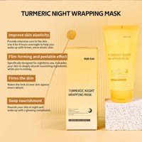 Cureluxe Turmeric & Collagen Overnight Peel-Off Mask – Collagen Night Wrapping Mask for Glowing Skin - Hydrating Formula with Vitamin C & Retinol – Even Skin Tone, Anti-Wrinkle & Pore Refining