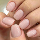 SXVME Dusty Pink Press on Nails Short Square Acrylic Short False Nails Coffin Natural Acrylic Fake Nails Set Elegant Solid Color Full Cover Glossy Gel Stick on Nail for Women Daily Wear 24 Pcs