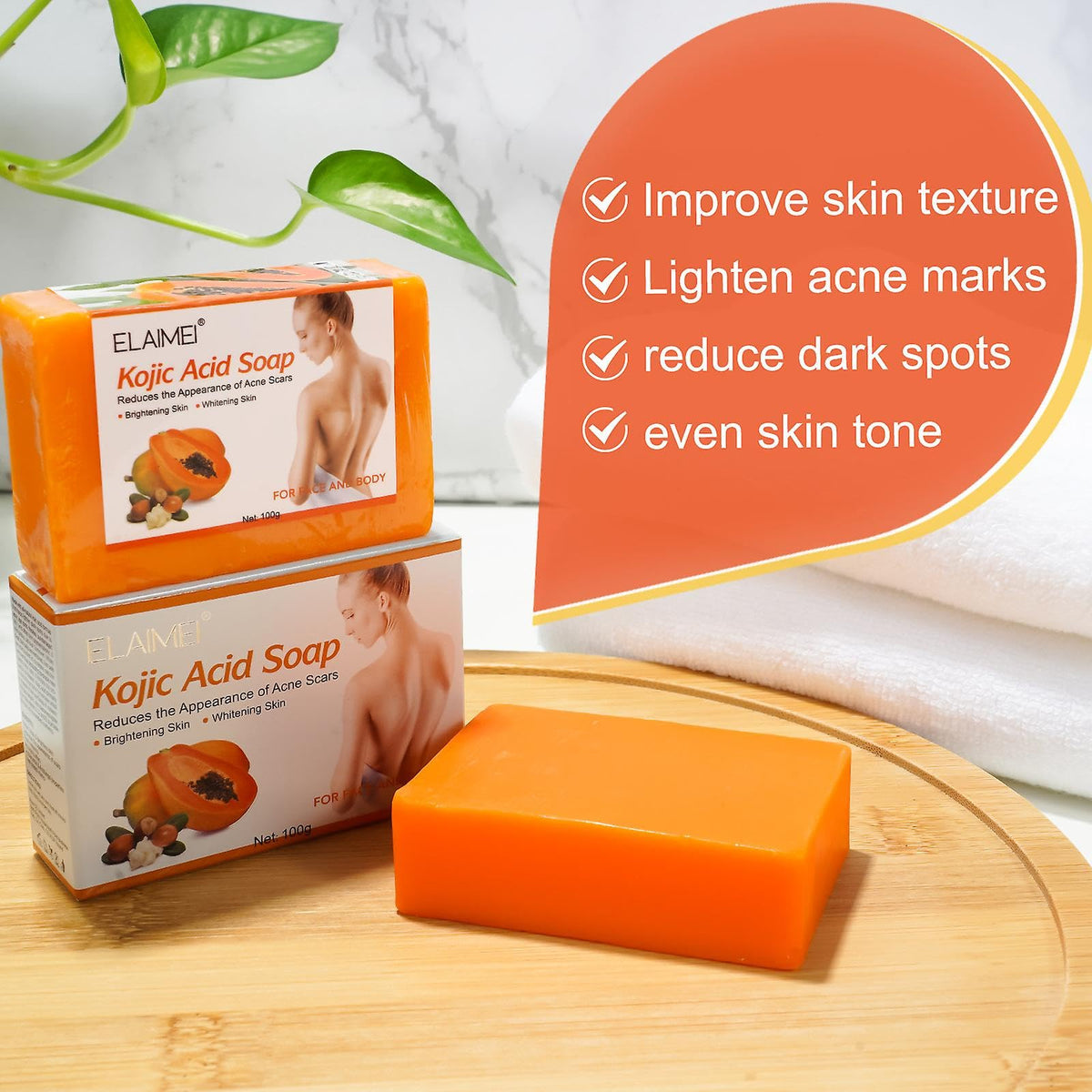 Peak Health Whitening Kojic Acid Soap Facial Bleaching Dark Spot Acne Scars Skin Brighter Lightening Detox Pigmentation Removal Reduce (Pack of 1)