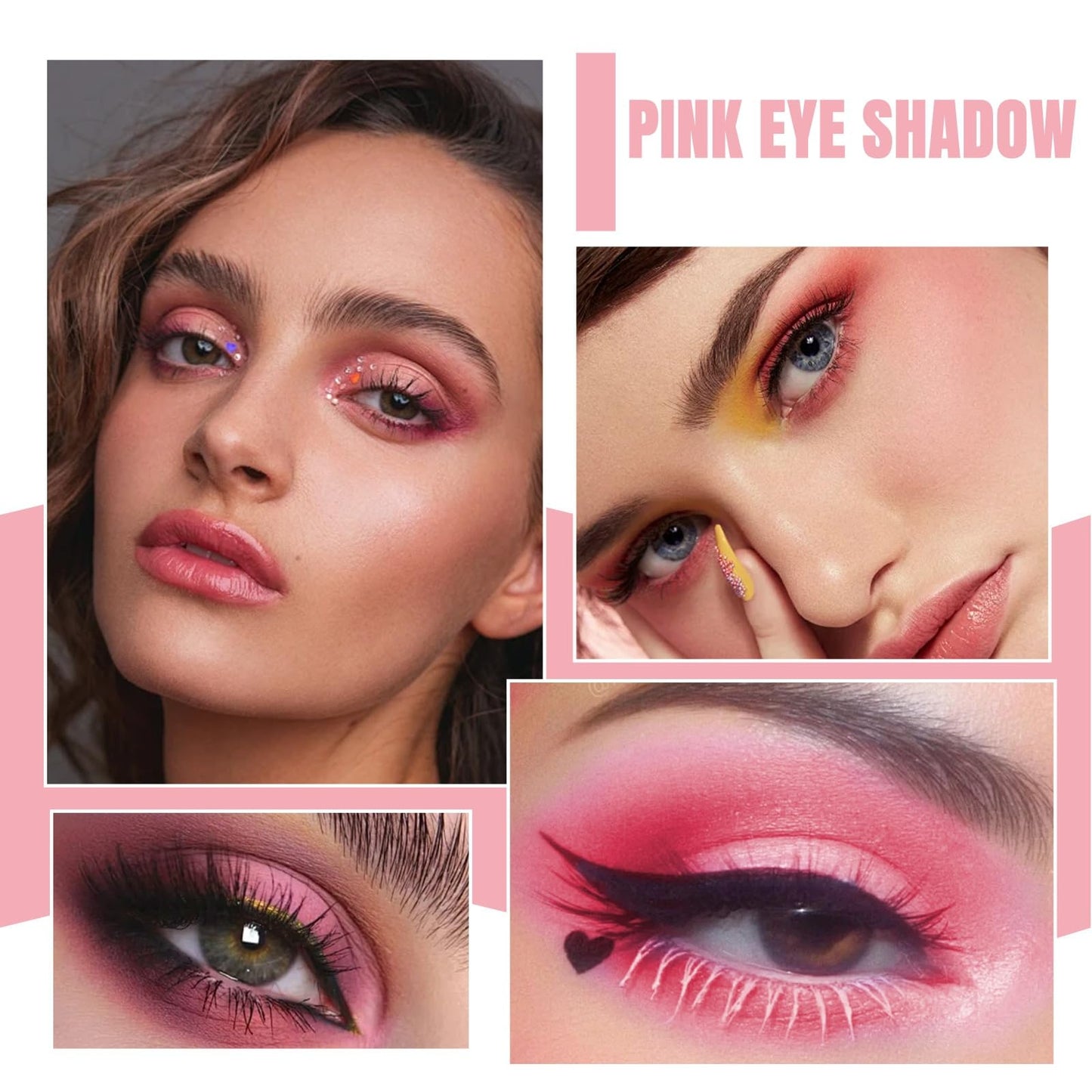 HIVETZ Pink Eyeshadow Palette,Make-Up Palettes,9 Colour Glitter Matte Eye Shadow Pallets,Shimmer Glitter Eye Shadow Pallets,Bright Eyeshadow Palettes,Makeup Eyeshadow,Long Lasting Highly Pigmented Eye Shadow