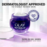Olay Retinol 24 Night Cream Face Moisturiser, Skincare with Antioxidant Vitamin E Overnight Anti Aging Skin Care: Smooths, Renews and Hydrates, 50ml