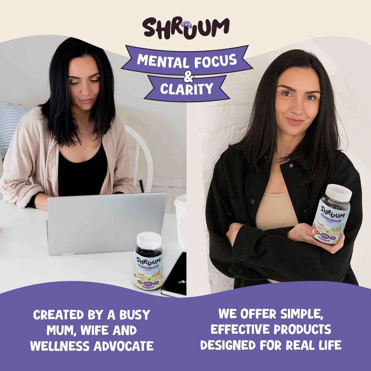 Shruum SHRUUM Lions Mane Gummies 2000mg - Mushroom Gummies for Focus & Clarity Without Caffeine - Sugar Free, Vegan, with Vitamin B6 - Blueberry - 60 Gummies (30 Day Supply)