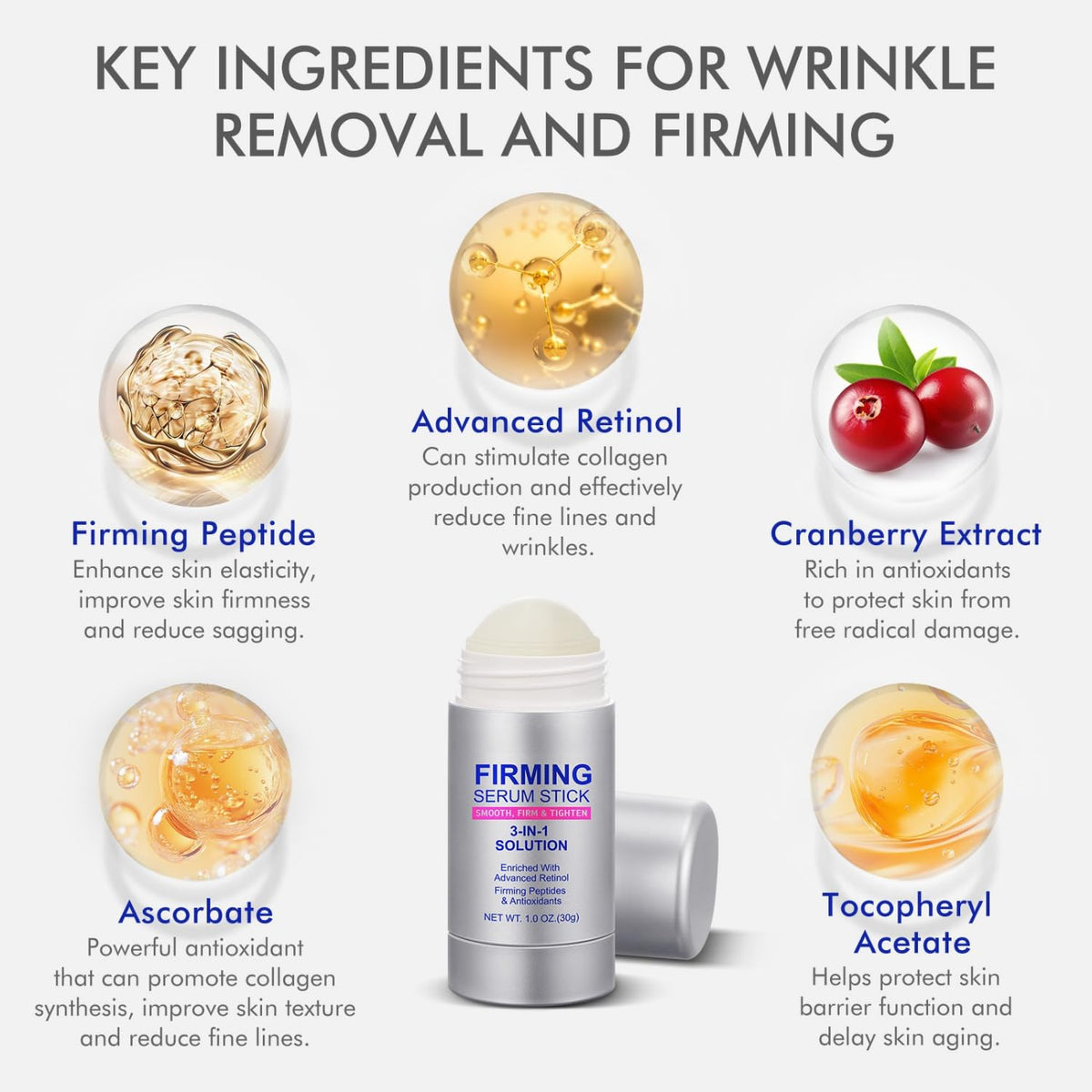 Sanrik Advanced Retinol Face Serum for Women | Anti Aging, Hydrating & Firming Serum Stick | Smoothes Wrinkles, Brightens Skin Tone, Reduces Crow’s Feet | for All Skin Types (1 Ounce (Pack of 1))