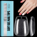 TOMICCA Coffin Shaped Short Nail Tips - 192PCS Half Matte Soft Gel, No File Needed- Full Cover False Nails, Clear Acrylic & Strong Tips for Press On Extension - 12 Sizes