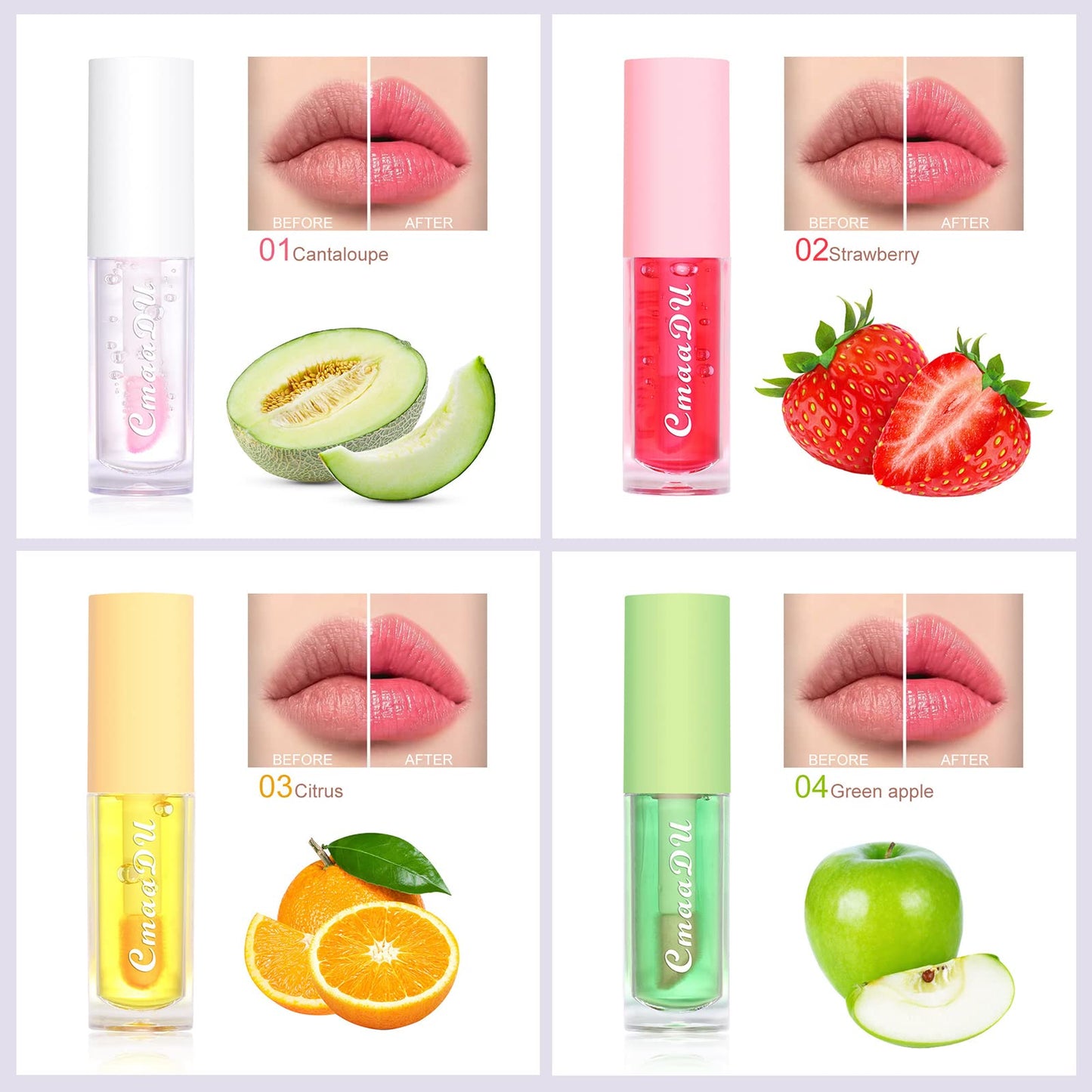 Mrettick Hydrating Lip Glow Oil 6 Pack Moisturizing Lip Balm Fruit-Flavored Lip Gloss Set Lip Care Kit
