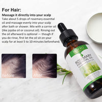 XAYGHE Rosemary Oil for Hair Growth (2PCS), Rosemary Essential Oil for Hair Growth & Skin Care, Pure Natural Hair Oil Serum, Strong Hair Root, Eyebrow and Eyelash Growth Massage Oil- 60ml*2 (60ml*2)