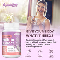 Gaelikine Liposomal Saffron Supplements 88.5 mg, 100% Pure Saffron Extract Capsules, Premium Saffron for Mood, Focus, Vision & Energy, Weight and Appetite Health, 240 Capsules, High Absorption