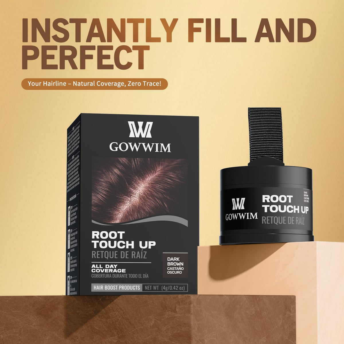 gowwim Gowwim Root Touch up Powder, Instantly Gray Hair Cover up Hairline Powder for Women & Men Waterproof and Sweatproof Root Cover Up Long-Lasting for Thinning & Loss Hair