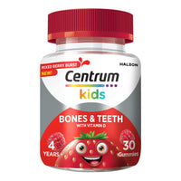 Centrum Multivitamins for Kids Bones & Teeth, Vitamins with 5 Essential Nutrients including Vitamin D, Mixed Berry Natural Fruit Flavour, 30 Multigummies (Packaging may vary)