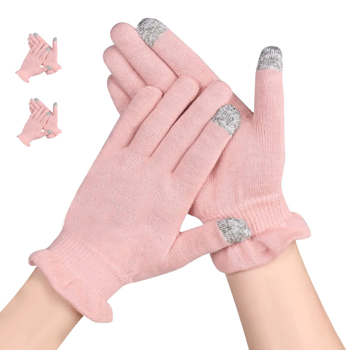 AovYoo 2 Pairs 100% Cotton Gloves for Eczema Dry Hands, Moisturising Gloves Touchscreen, Eczema Gloves for Women Men, SPA, Hand Care (M)