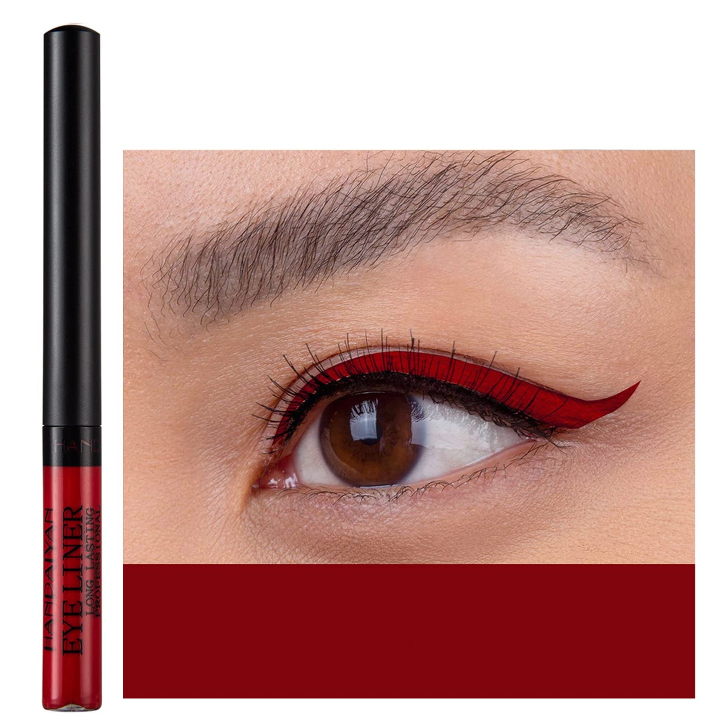 RenhuangFuxi Coloured Eyeliner Matte Liquid Eyeliner White Eyeliner Long-Lasting Waterproof Liquid Eye Liner Highly-Pigmented Colourful Eyeliner for Eye Makeup Tools Black Purple Brown (DrakRed-18)