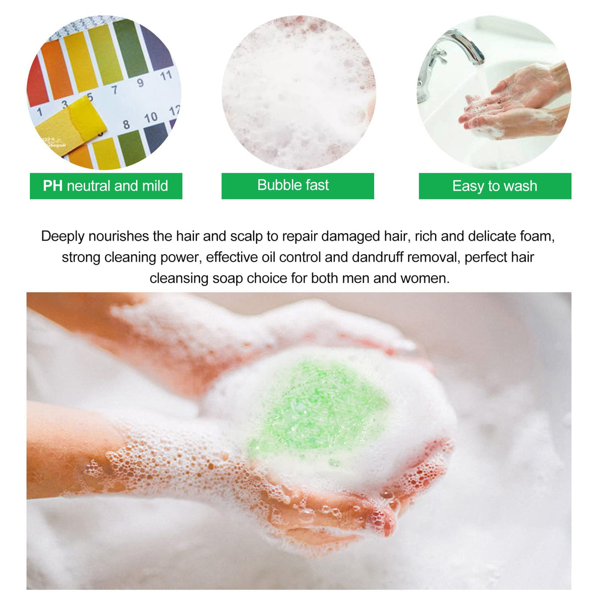 HXTMKT Solid Shampoo Rosemary, Organic Hair Soap Shampoo for Hair Growth Volume, Rosemary Shampoo Bar for Oily Hair & Dry Hair, Dry Scalp, Naturally Handmade 1 Bar of 60 g