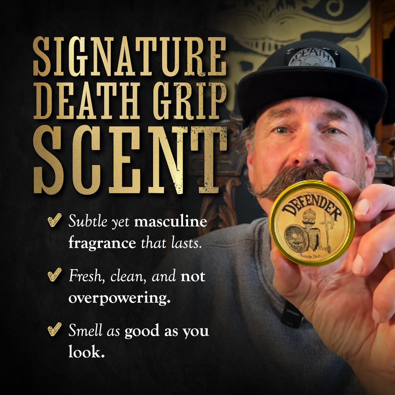 THE VINTAGE GROOMING CO. Defender Mustache Balm and Defender Mustache Guard Set | 2oz Mustache Balm & Mustache Drinking Protector