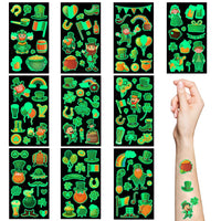 Boerni St.Patrick'S Day Temporary Tattoos,10 Sheets Luminous Shamrock Temporary Tattoo Glow in The Dark Stickers for Kids & Adults Irish St Patricks Day Decorations Accessories