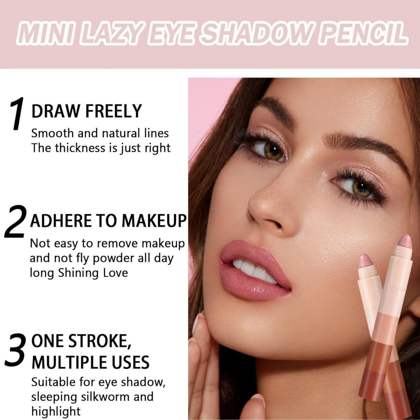 Eye Shadow Stick - 5-in-1 Velvet & Matte Makeup Eyeshadow Stick, Long-Lasting Creamy Formula, Eyeshadow Pencil Includes Shimmer & Matte Finishes for Effortless Glam, Easy to Carry Combination Design