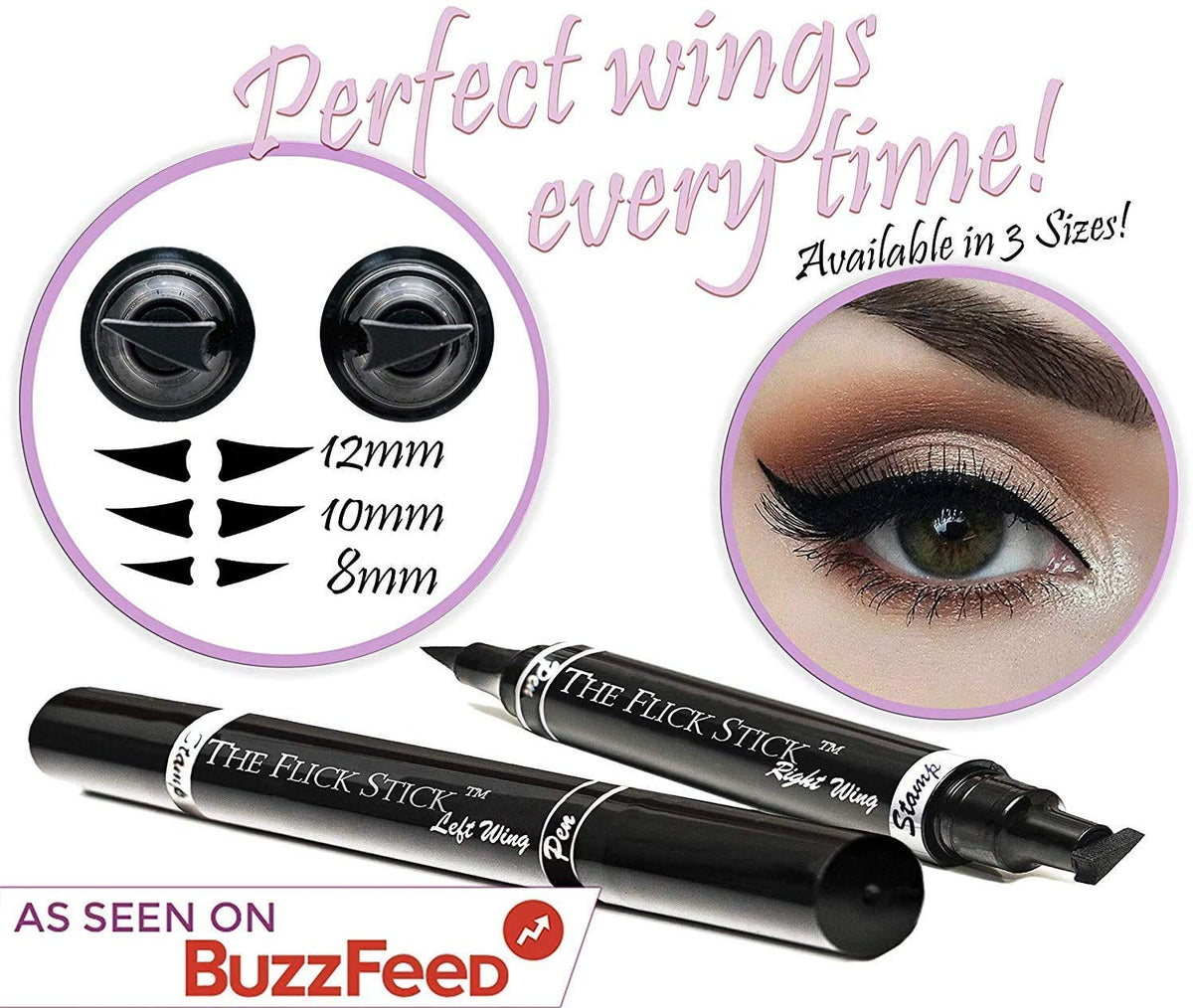 Eyeliner Stamp – Wingliner by Lovoir Black, waterproof, smudgeproof, winged long lasting liquid eye liner pen, Vamp style wing, 2 Pens In A Pack (8mm Mini, Midnight Black)