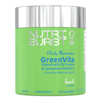 Nutriburst GreenVita - Super Greens Blend Gummies - Fruit + Veg + 100% Fruiting Bodies Mushrooms + 200 Million Live Bacteria Cultures - Boosted with Vitamins - 1 Month Supply - Suitable for Vegans