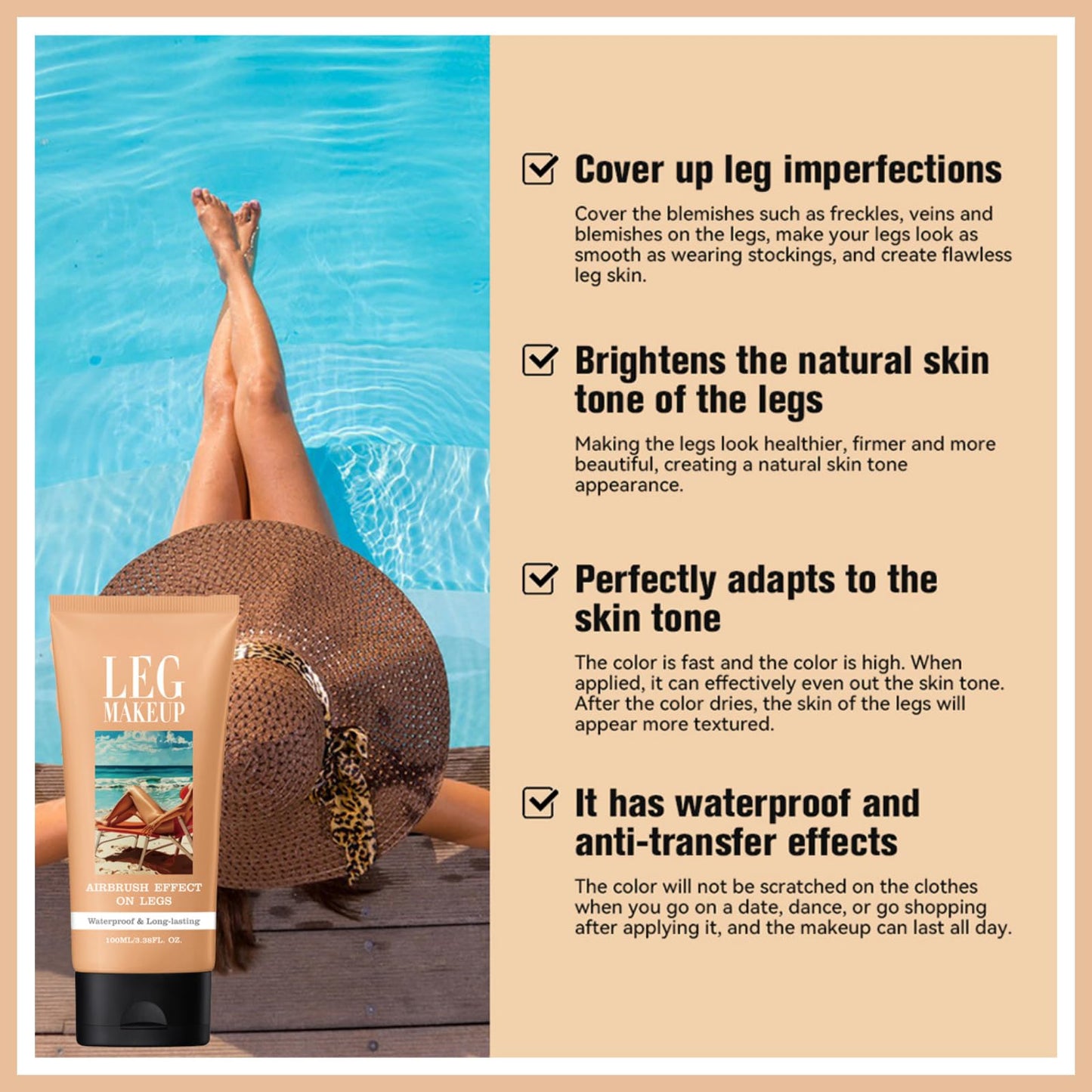 SHEBEEDO Leg Makeup Full Coverage Waterproof No Transfer Leg Makeup To Cover Veins Concealer For Mature Skin Smooth Tone Body Makeup Long Lasting Leg And Body Scar Cover Up Concealers & Correctors