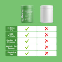 Vaginal Probiotics for Women - 26 Billion CFU with Prebiotics, Pineapple & Cranberry - Support Vaginal pH Balance, Yeast, Odour, Gut & Intimate Flora - Women’s Probiotic Supplement - 60 Capsules