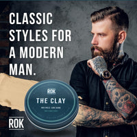 ROK Products Hair Styling Clay – Mild Hold Low Shine Grooming Clay – Vegan Friendly Handmade Matt Hair Clay Men for Texture and Volume – Smooth Caramel Scent – Easy to Apply and Long-Lasting Formula