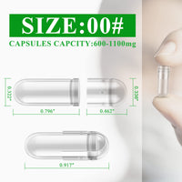 wananfu WANANFU Size 00 Empty Capsules Vegetarian (100 Count) Bundle with Micro Lab Spoon with Powder Tamper, Compatible with Capsule Filling Machine