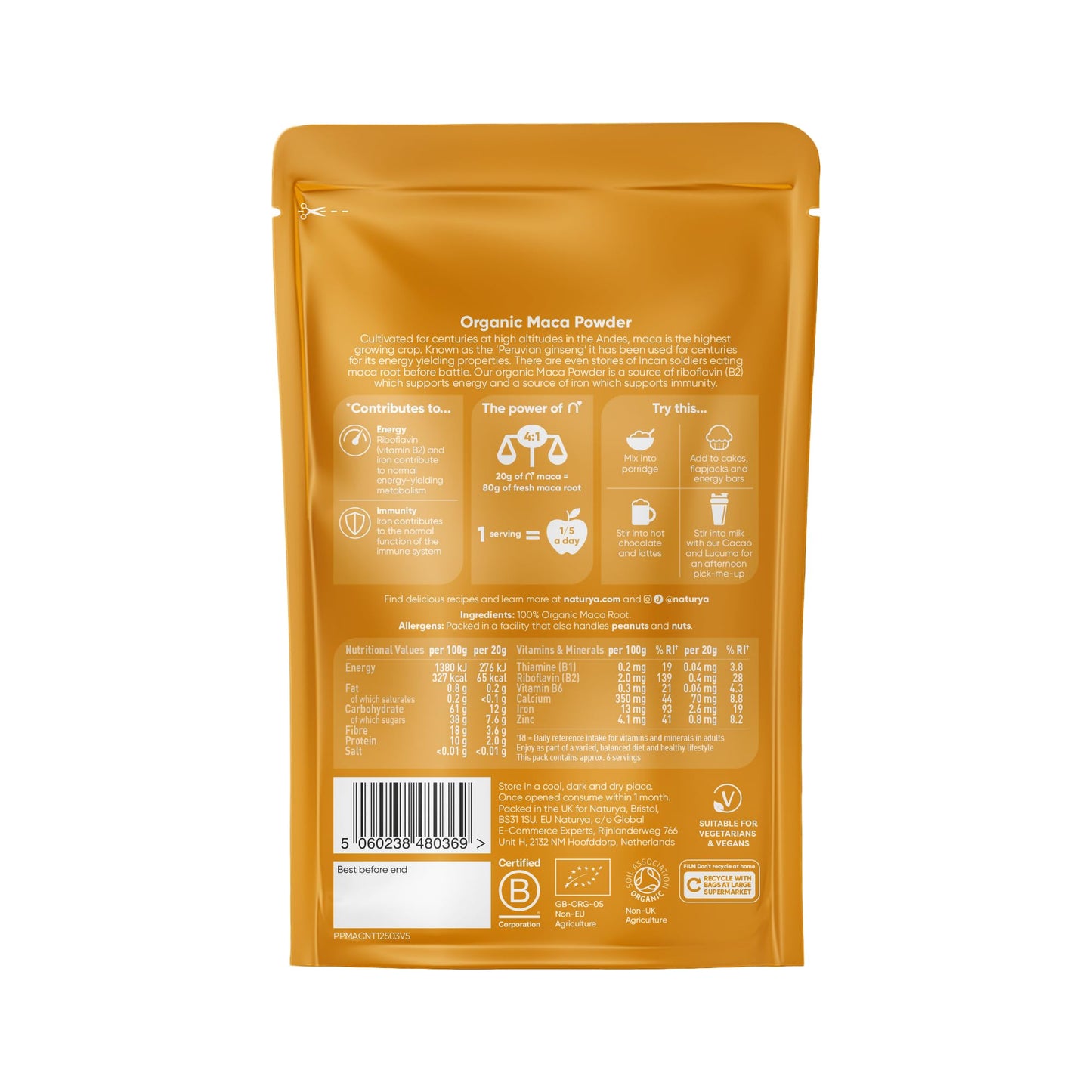 Naturya NATURYA Organic Maca Powder 125 g, 1 Pack