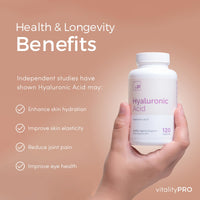 vP Vitality Pro Hyaluronic Acid 316mg x 120 Capsules - Third Party Tested Over 98.4% Purity - Vitality Pro High Molecular Weight Supplement