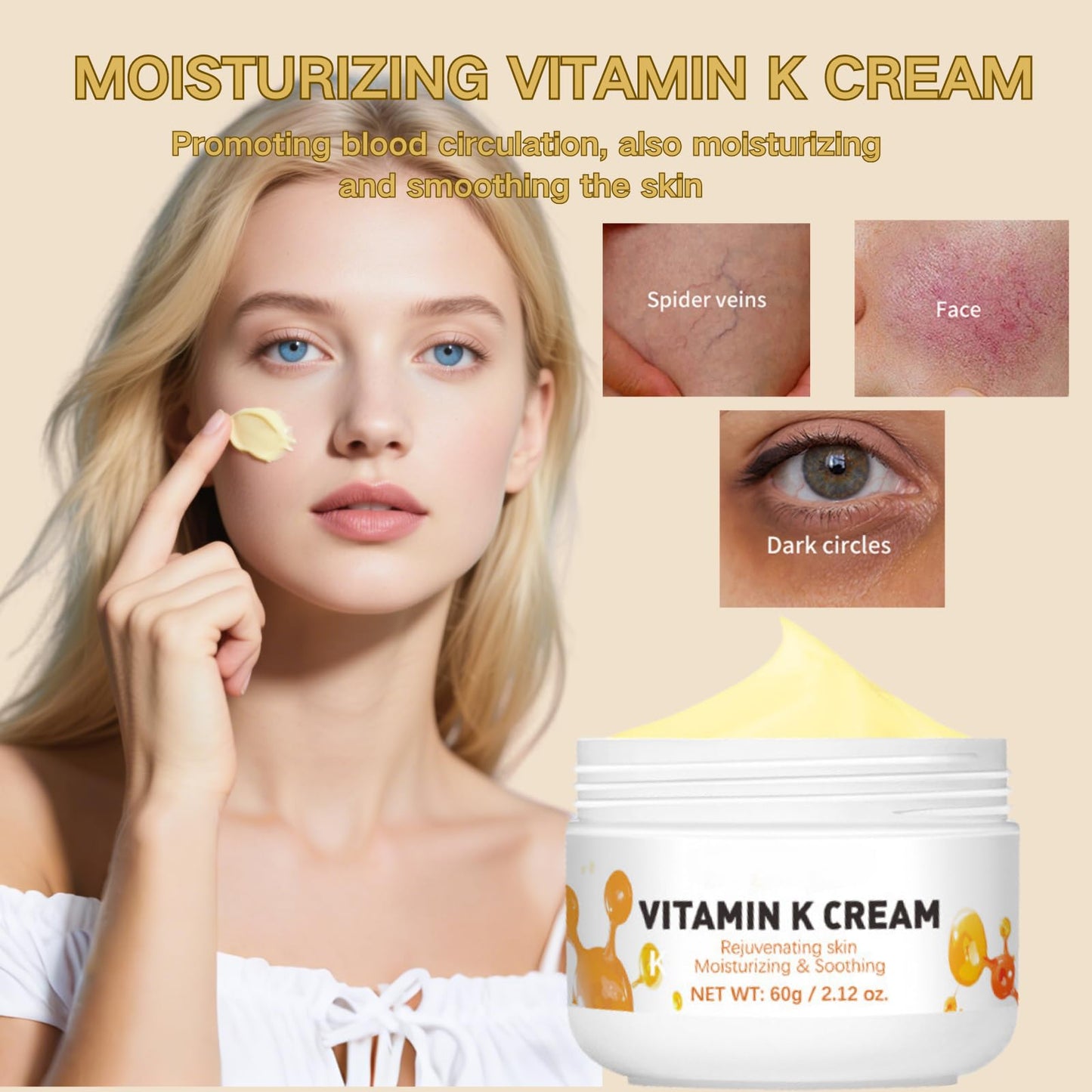 TBeautfave Varicose Veins Cream for Legs & Face - Vitamin Body Cream for Spider Veins & Dark Circles - Skin Repair Cream, Bruise Cream Intensive Moisturizer for Dry Skin, Puffiness, Wrinkles