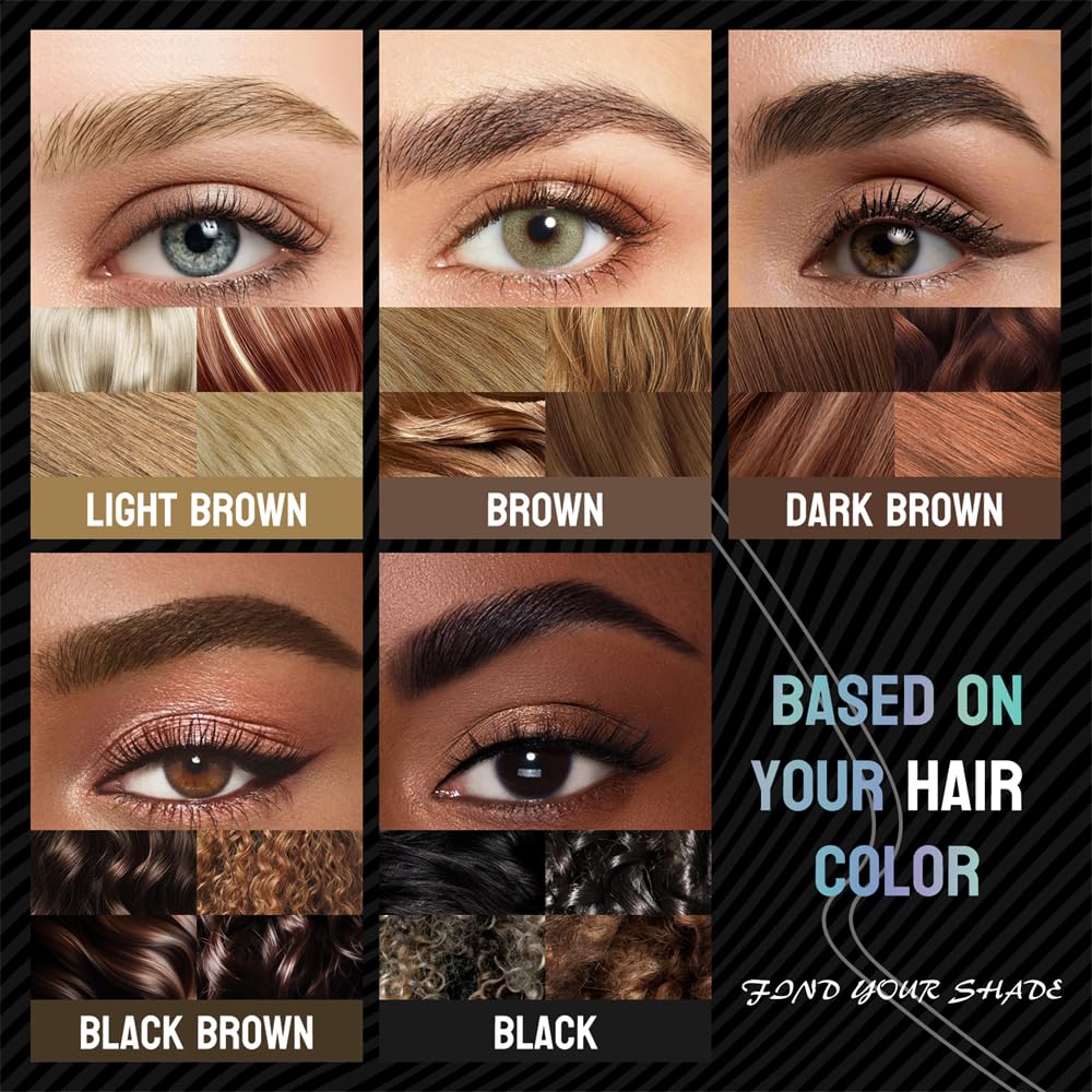 MAYEON 2-in-1 Double-ended Eye Brow Pencils with 2 Tips and Precise Brush Tip, Waterproof Last All-Day, Microblading Eyebrow Pen (Black)