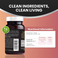 Only Nutrients - Vitamin D3 + K2 MK7, UK-Made Teeth, Muscle & Bone Supplements Men/Women Need, High-Strength Vegan Immune Support Rich in Vitamin D3 4000 iu, 180 Tablets
