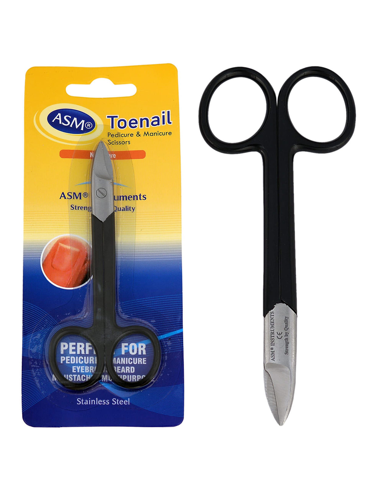 Asm Instruments Professional Pedicure Ingrown Toenail Scissors Clippers Stainless Steel Heavy Duty Thick Toenails Curved Nippers Men’s Women’s 12cm