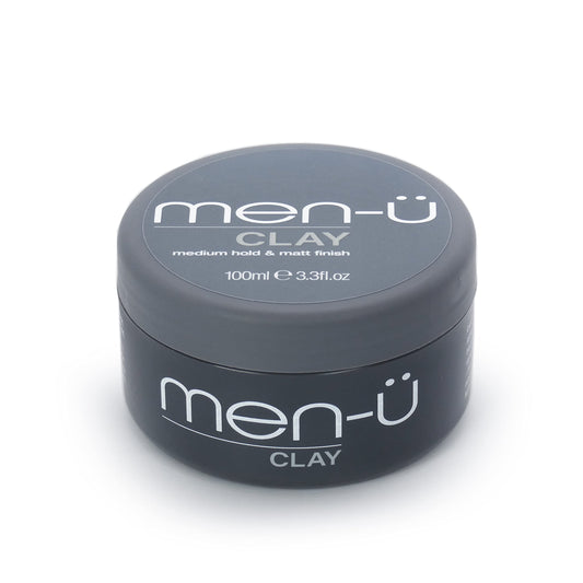 men-ü men-u hair CLAY 100ml, mens hair products – Great for matt, choppy and dishevelled styles. SIGNATURE WATERMELON FRAGRANCE - Mens hair wax w/medium hold & matt finish. Single walled 100ml styling puck