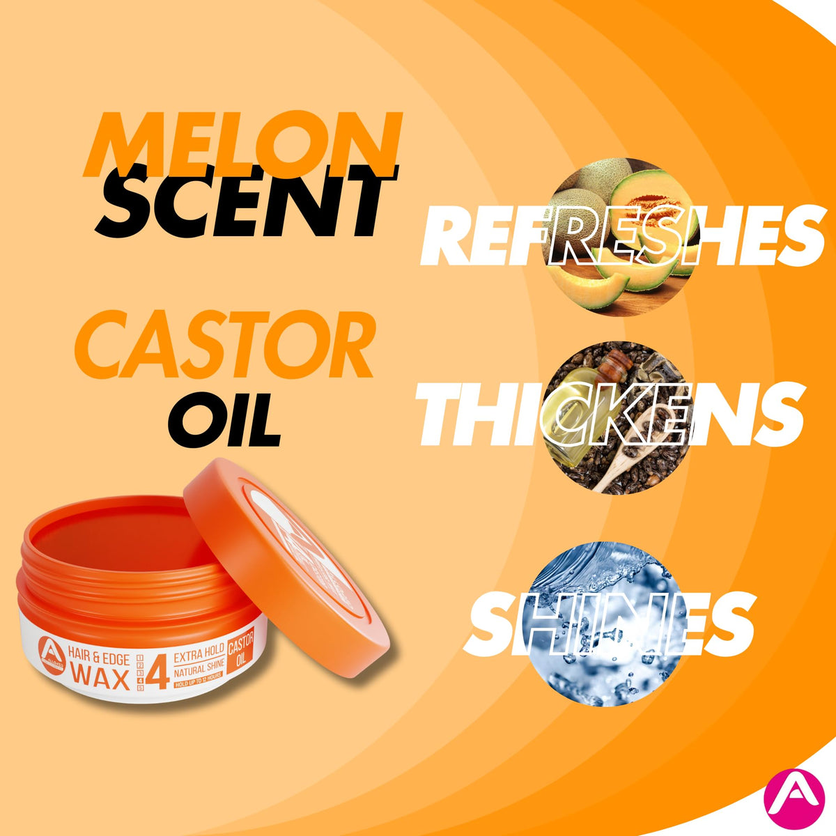 Allored Professional Allored Castor Oil Hair & Edge Styling Wax 150ml with Melon Scent | 12 Hours Hold Edge Control | Gummy Wax | Hair Wax For Men & Women