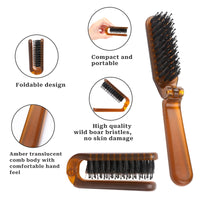 Mozeat Lens Travel Hair Brush,Foldable Boar Bristle Hair Brush Folding Bristles Hair Comb Collapsible Travel Hair Comb Pocket Hair Comb Rectangular Folding Hair Brush Compact Hair Brush Mini Hair Brush for Women