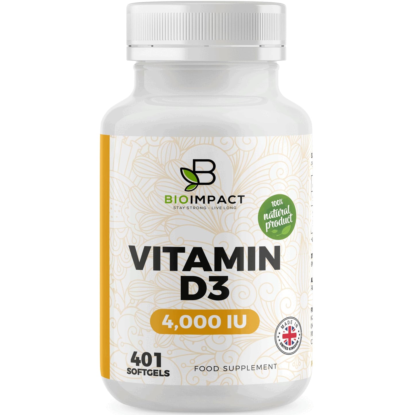 BioImpact BIOIMPACT Vitamin D3 4,000 IU Softgel Tablets | High Strength | Premium Olive Oil | 401 Easy to Swallow Softgels | 1 Year+ Supply | Supports Immune System | Non-GMO & Gluten-Free | UK Manufactured