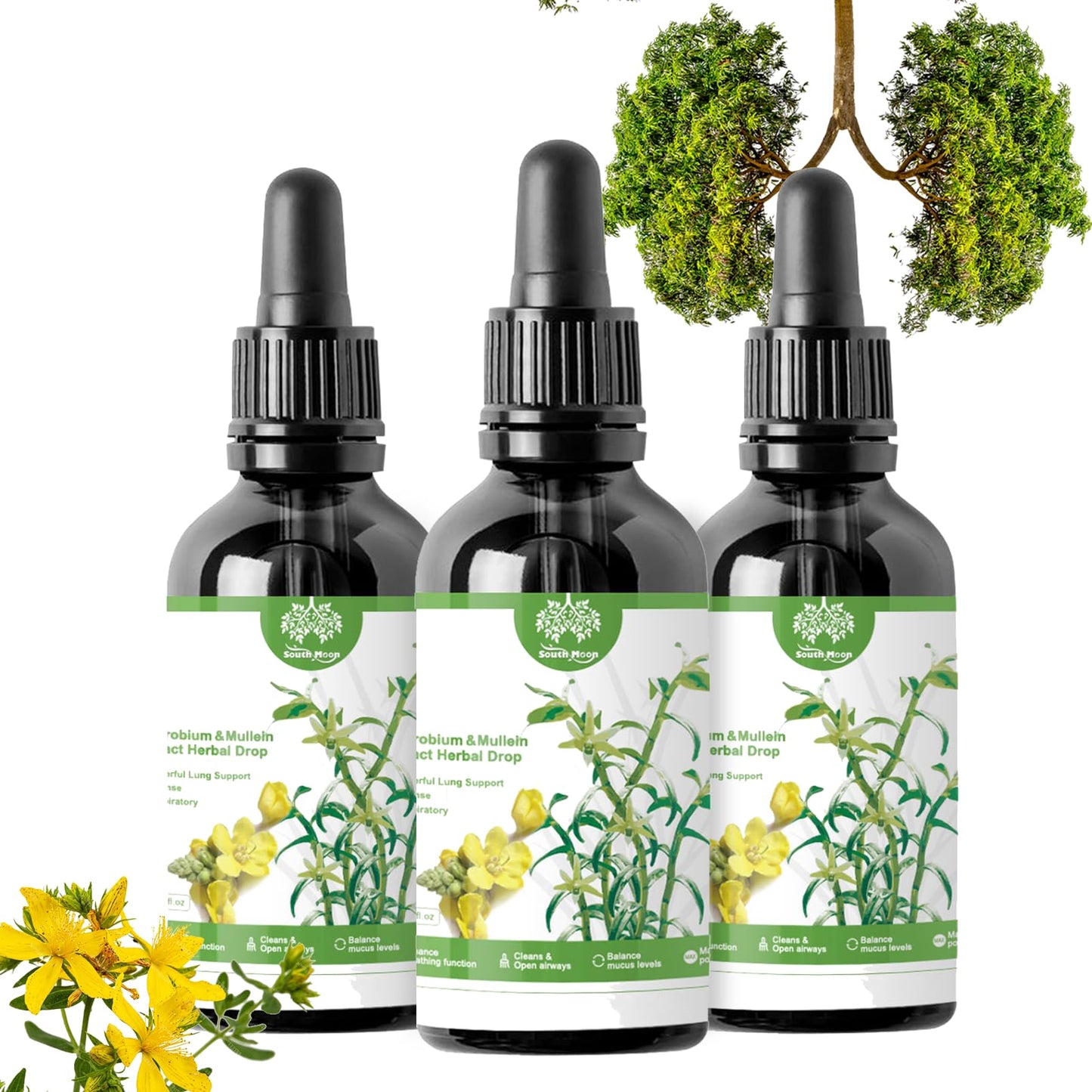 ChicNana Mullein Leaf Extract For Lungs, Clearbreath Dendrobium & Mullein Extract Mullein Drops Lung Cleanse Powerful Lung Support Cleanse Respiratory Herbal Body Care Essence, Clear Breath (30ml *3)