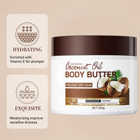 Silky Smooth Skin with 200g Coconut Body Butter - Moisturizer for Dry Skin - Nourishing Coconut Oil Cream for Hydrated Skin
