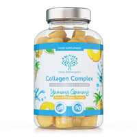 swiss bioenergetics Collagen Complex - 90 Natural Pineapple Flavour Chewable Yummy Gummies - One a Day 500mg Hydrolysed Collagen, Biotin, Vitamin C and Selenium – Healthy Skin and Hair for Men and Women – UK Made