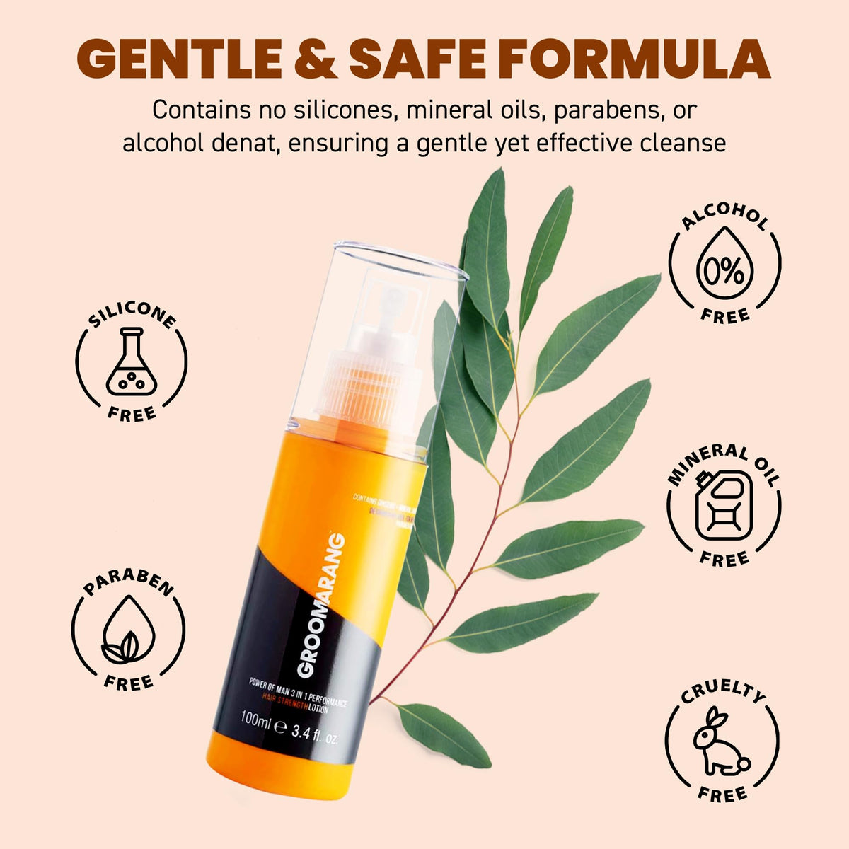 groomarang Groomarang Hair Loss Prevention Lotion - Power of Man 3 in 1 Performance Hair Loss Treatment for Men - Encourages Hair Growth 100ml