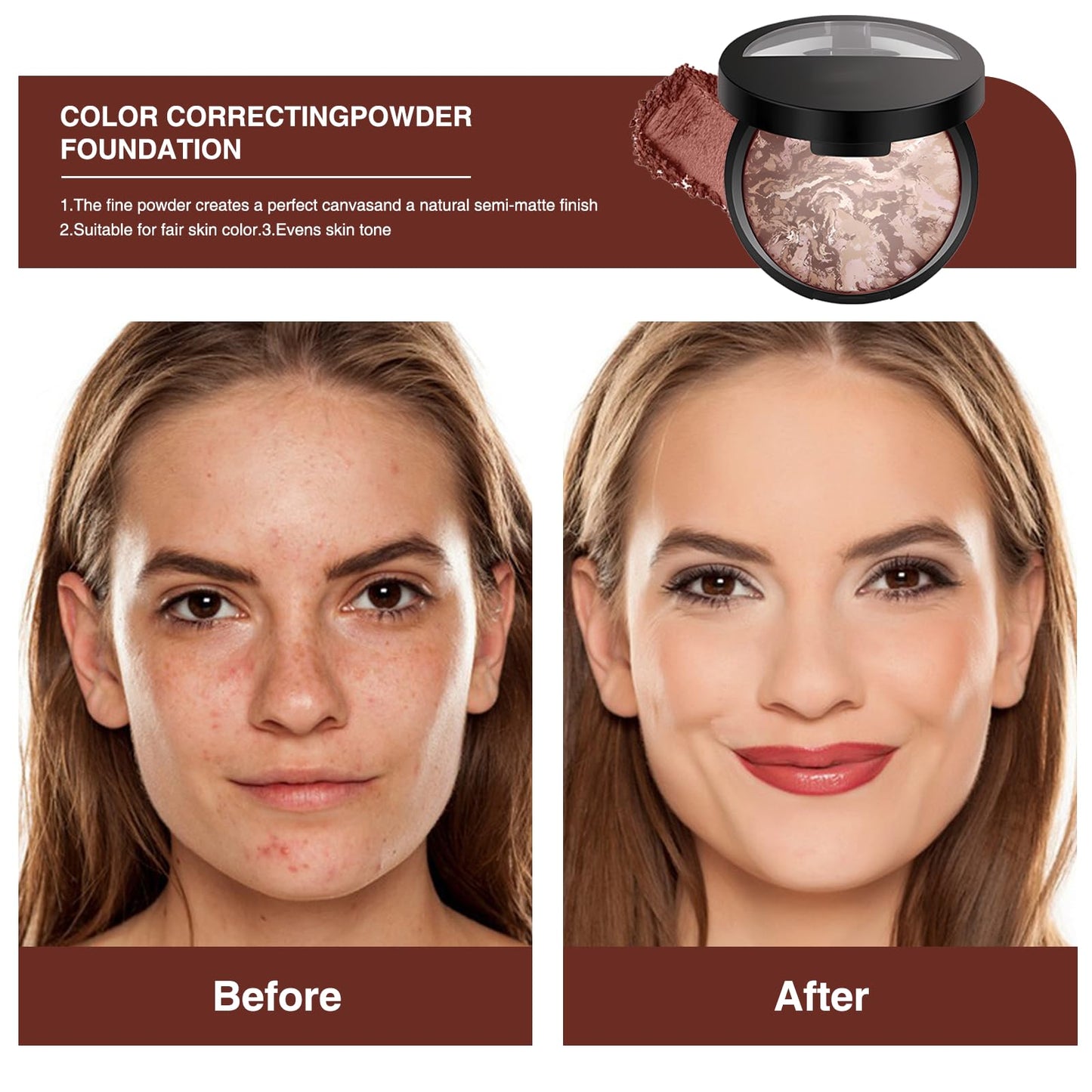 atnayo Baked Foundation Medium, Brighten Foundation Baked Starter Makeup Kit