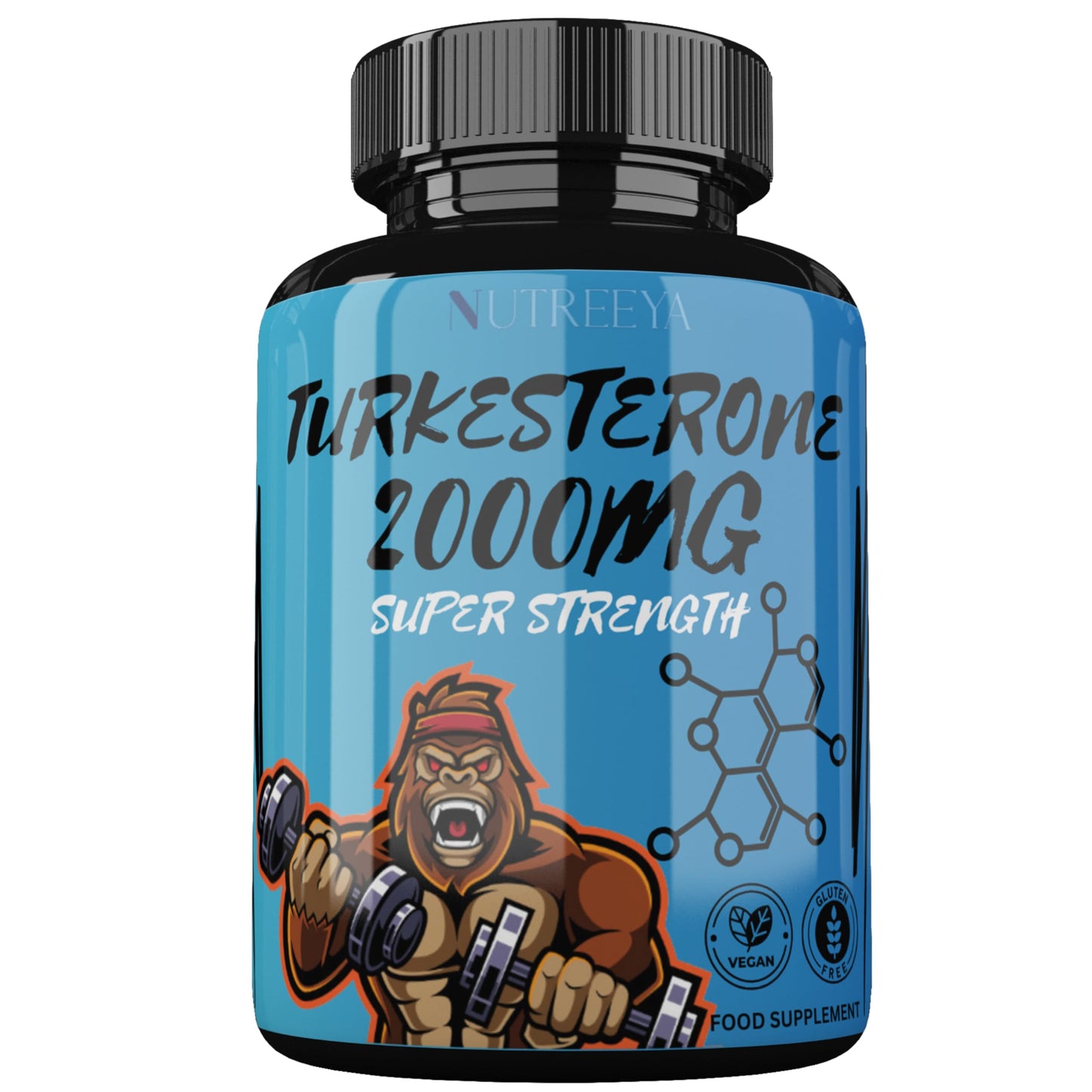Nutreeya Turkesterone 2000mg Ajuga Turkestania Extract High Strength Turkesterone Supplement UK Made, Vegan, Non GMO (90)