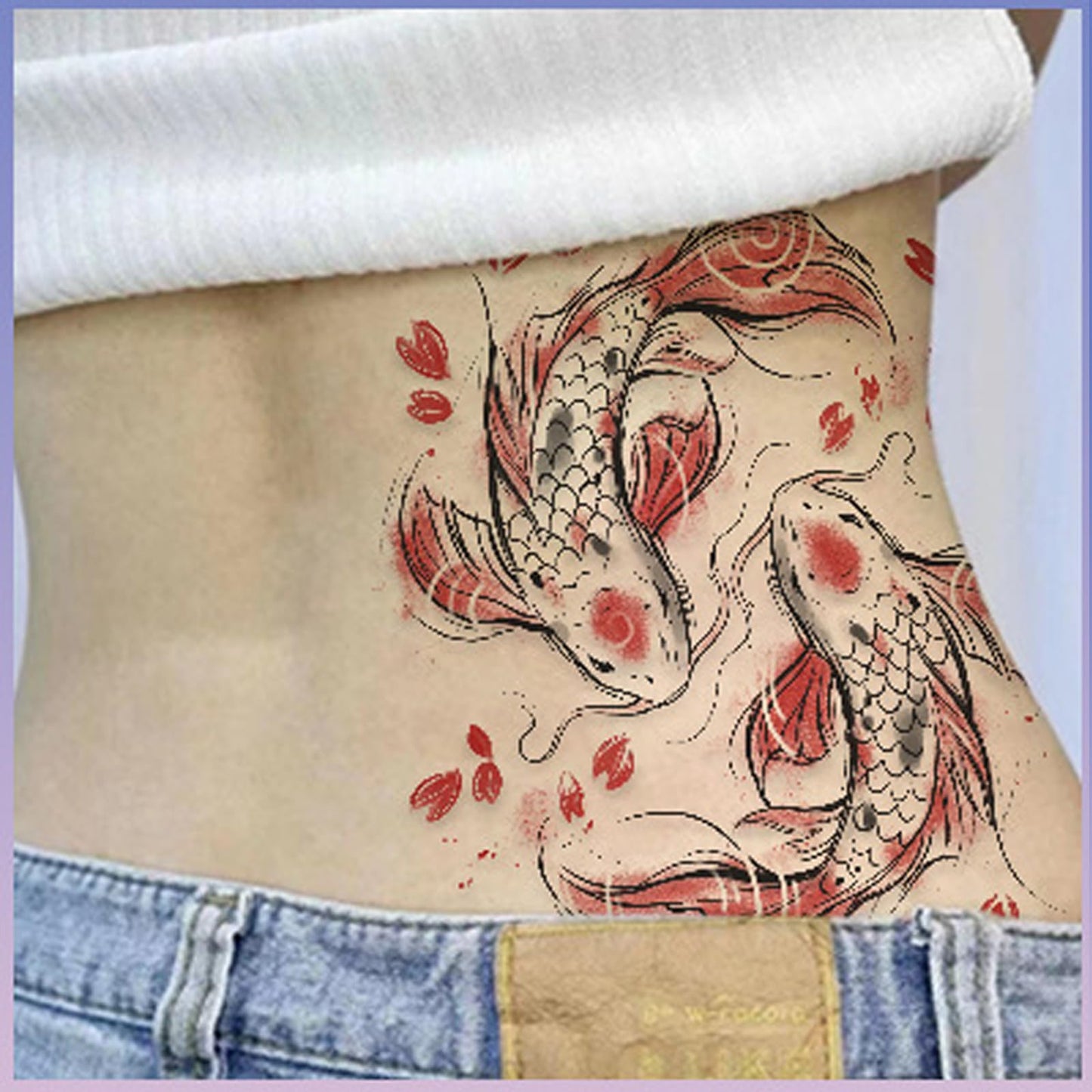 Nirbffo Fish Cat Bird Tiger Temporary Tattoo for Women 5Pieces