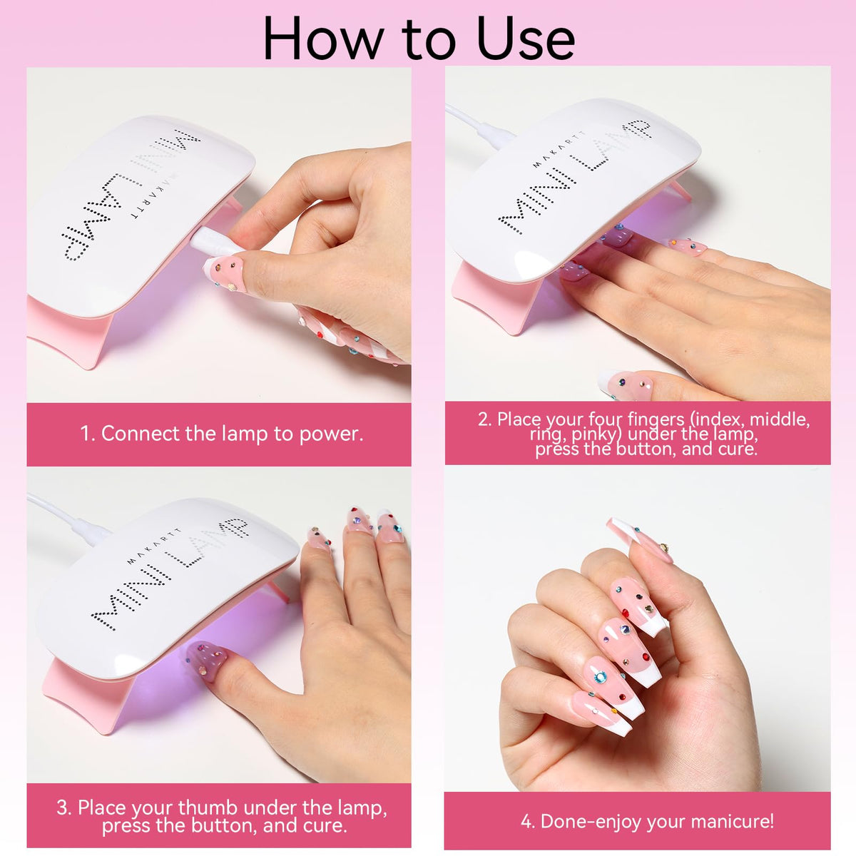 Makartt LED Mini Nail Lamp - Professional Nail Curing Dryer UV Lamps for Light with 60s Timer USB for Glue Gel X Nail Polish Acrylic Powder for Travel Home and Salon