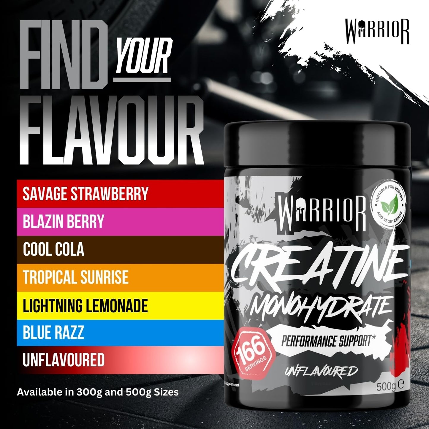 Warrior Creatine Monohydrate Powder 500g (166 Servings) – Pure Creatine Powder, Easy Dissolve Micronised Creatine (Not Creatine Gummies or Tablets), Vegan Creatine for Women & Men (Unflavoured)