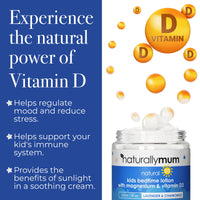 NaturallyMum Kids Magnesium Bedtime Lotion with Vitamin D | Support for Sleep, Heart, Bone, Nerve, Gut and Muscle Health | Alternative to Melatonin | Lavender & Chamomile 4.2 fl oz