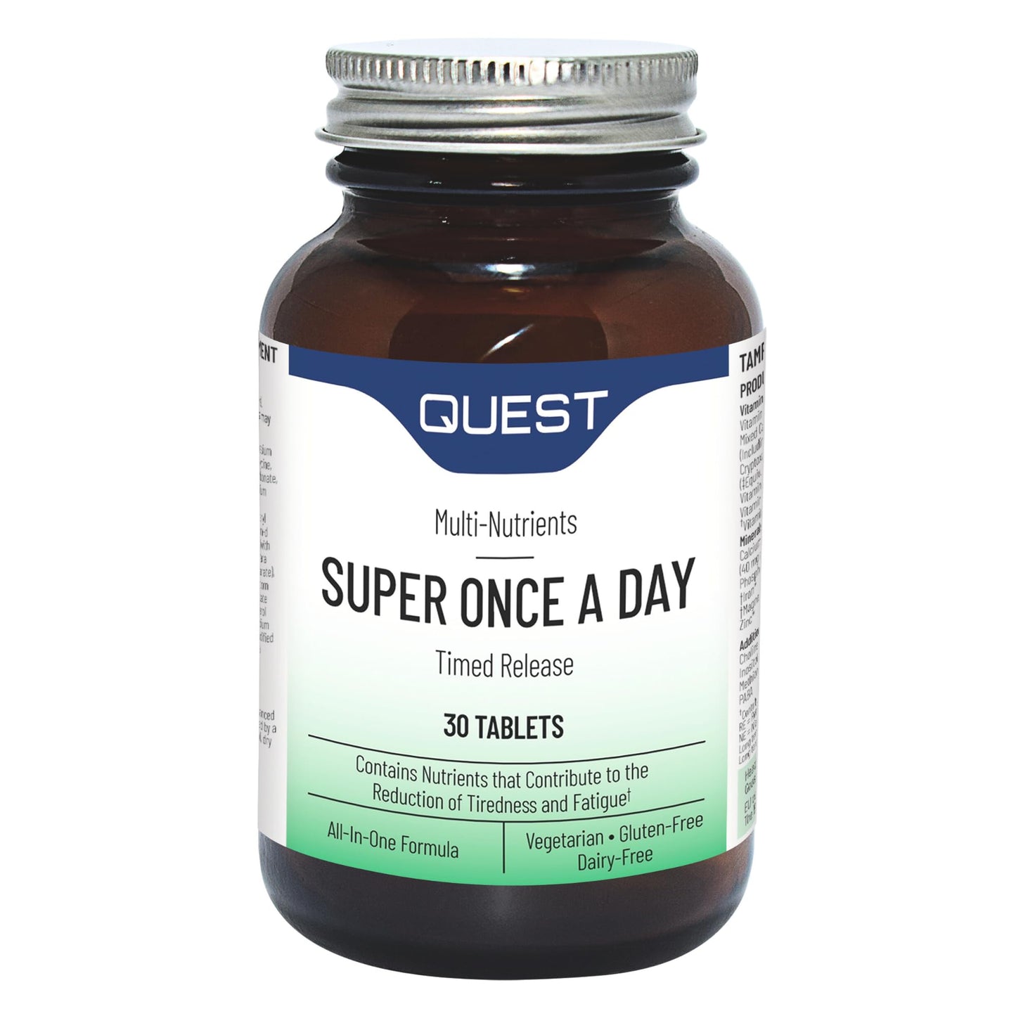Quest Super Once A Day Multivitamin & Minerals 30x Tablets. 17 Vitamins & 12 Minerals with Vitamin A, B, C, D, Iron & Zinc for Men & Women. for Optimal Health, Reduces Fatigue & Immunity. (1 Pack)