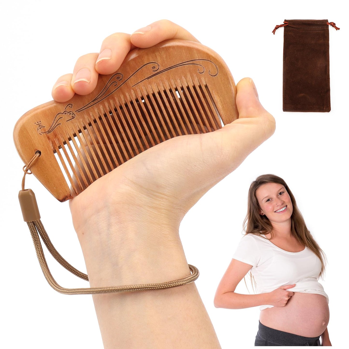 WALLFID Custom Info Birth Comb,Birthing Comb,Labour Comb,Massage Ball,Postpartum Essentials,Pain Relief During Labor,for Pregnant Moms (Delivery Comb)